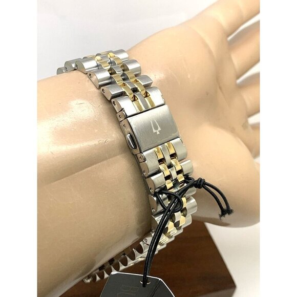 Bulova Mens Watch 98D163 Black Dial Diamond Accent Quartz Two Tone Steel - Picture 10 of 14